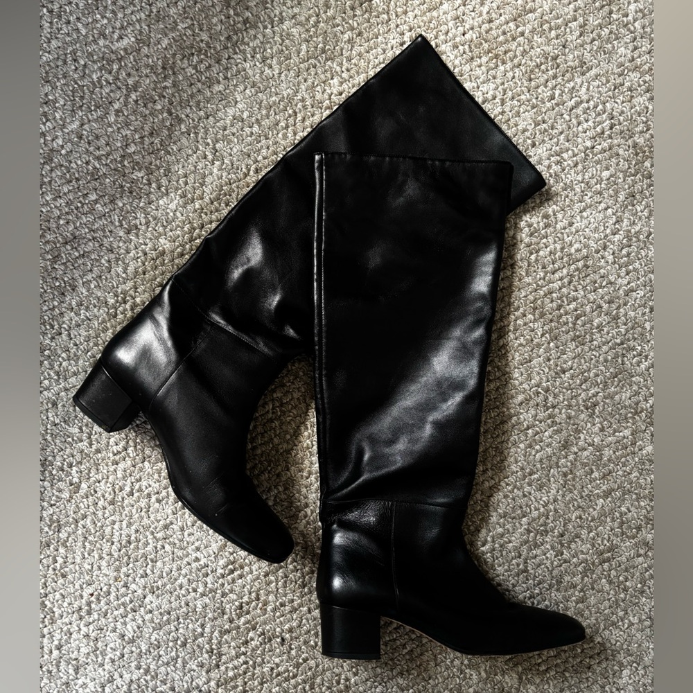 STAUD Classic Black Knee-High Women's Leather Boots